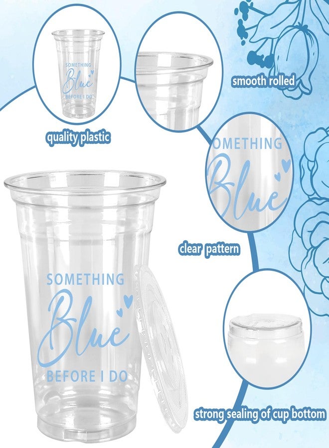 JarThenaAMCS أكواب بلاستيكية زرقاء من JarThenaAMCS، 50 قطعة، مع أغطية وماصات، سعة 12 أونصة، مثالية لحفلات توديع العزوبية وحفلات الزفاف. - Image 3